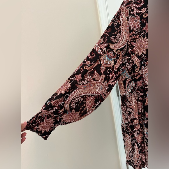 Anthropologie Women’s 2X Cadi Tiered Tunic Dress Floral Paisley Long Sleeve - Picture 7 of 13